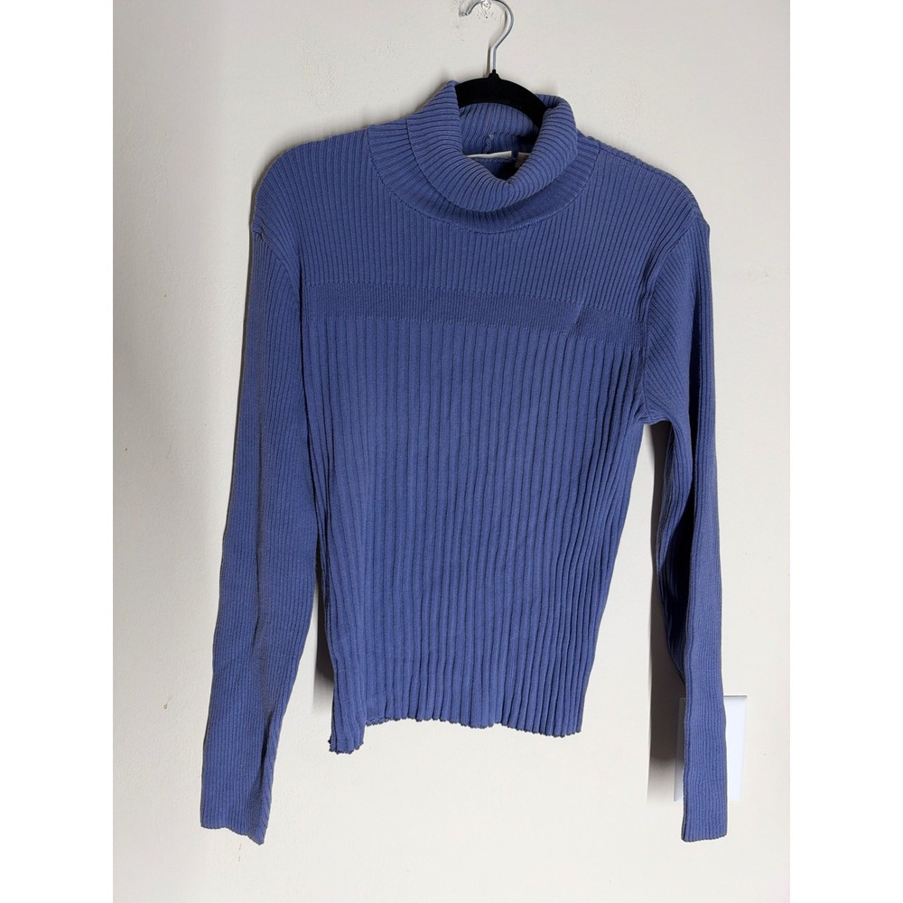 Vintage Signature Expressions Periwinkle Blue Ribbed Turtleneck Sweater Large